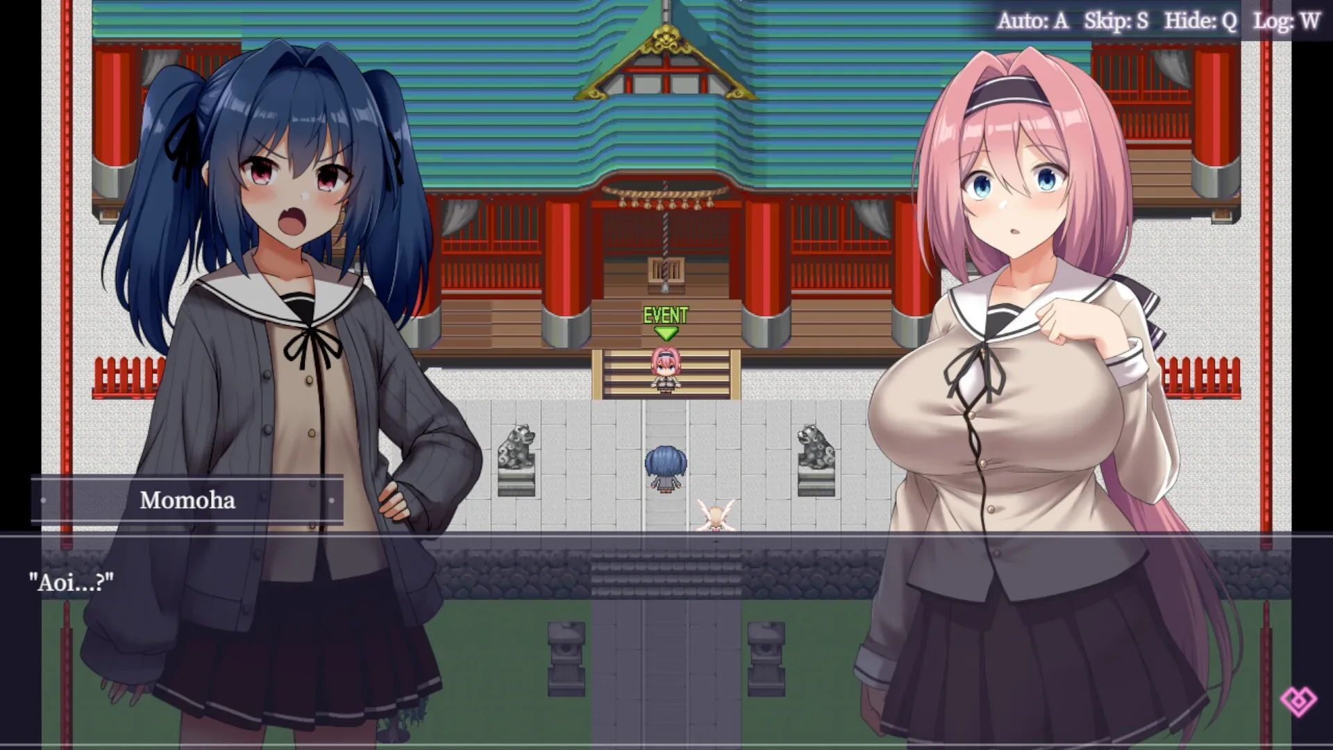 魔法少女 Roseleaf：完整不透明日常制服人物在神社普通对白，Momoha名签问Aoi，无性动作，不凭制服猜年龄