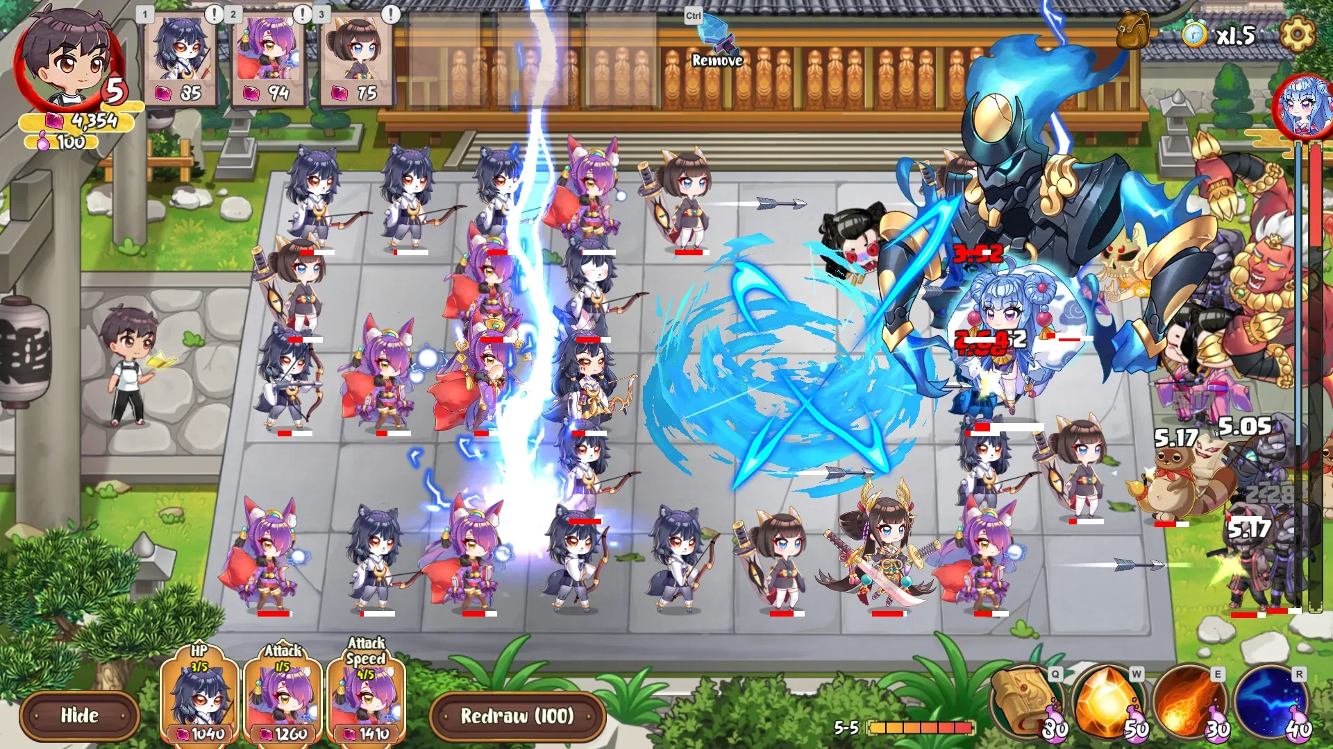 妖谈：百鬼夜行：Original distinct grid-battle state with blue armored enemy, different resources/cooldowns and units, not a resize/crop duplicate of index1, no sex.